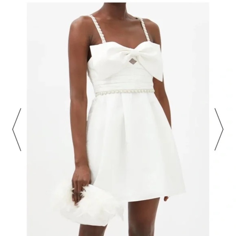 SELF-PORTRAIT Bow-tied crystal-embellished taffeta mini dress